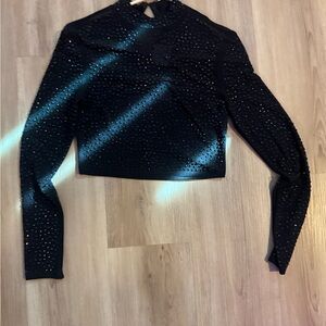 Fashion Nova Black Sparkle Long Sleeve Top